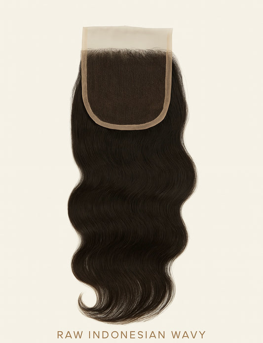Luxury Wavy 5x5 Closure – Raw Indonesian (Single Donor)